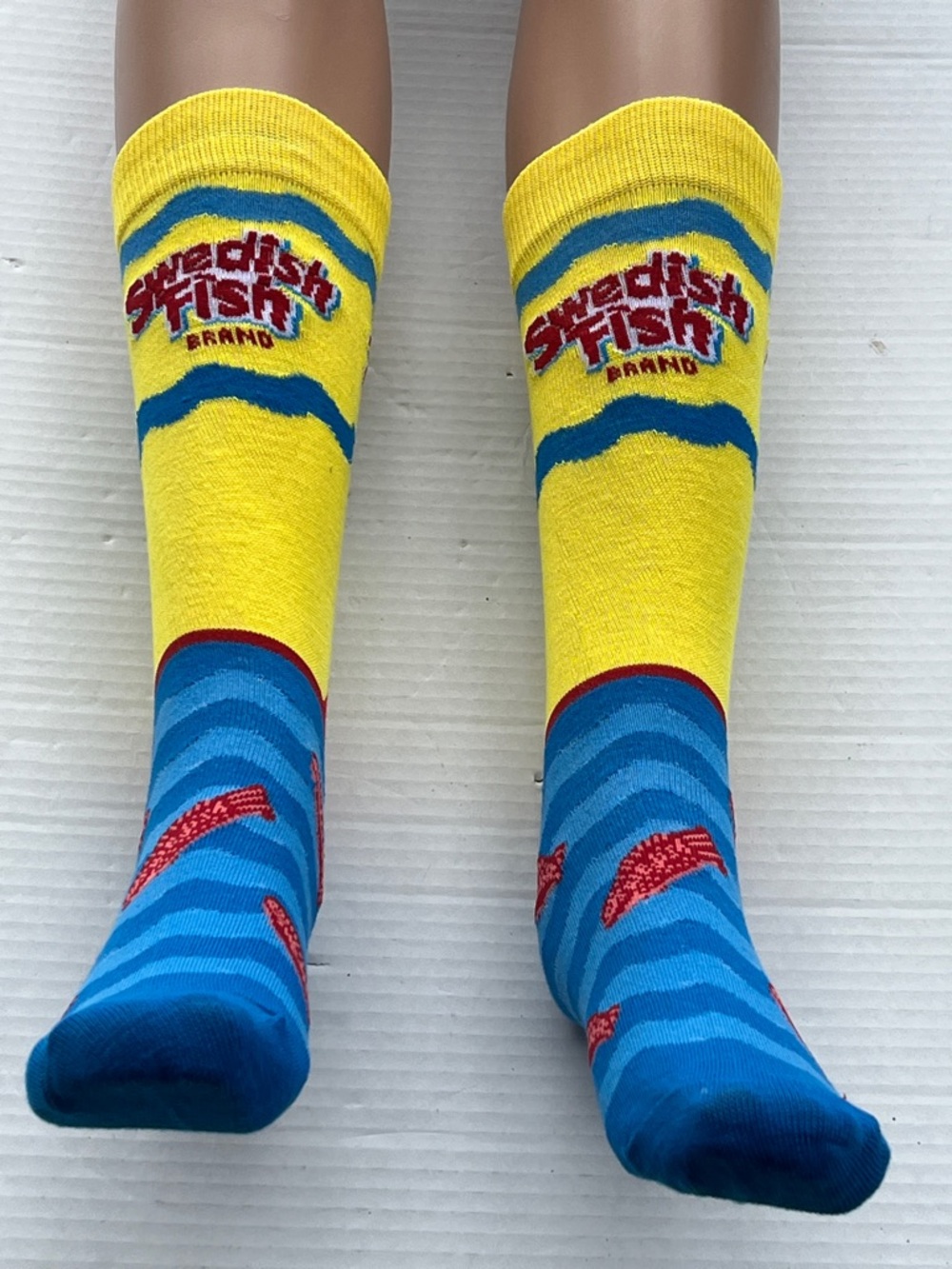 Swedish Fish Yellow & Blue Novelty Crew Socks - Picture 2 of 7